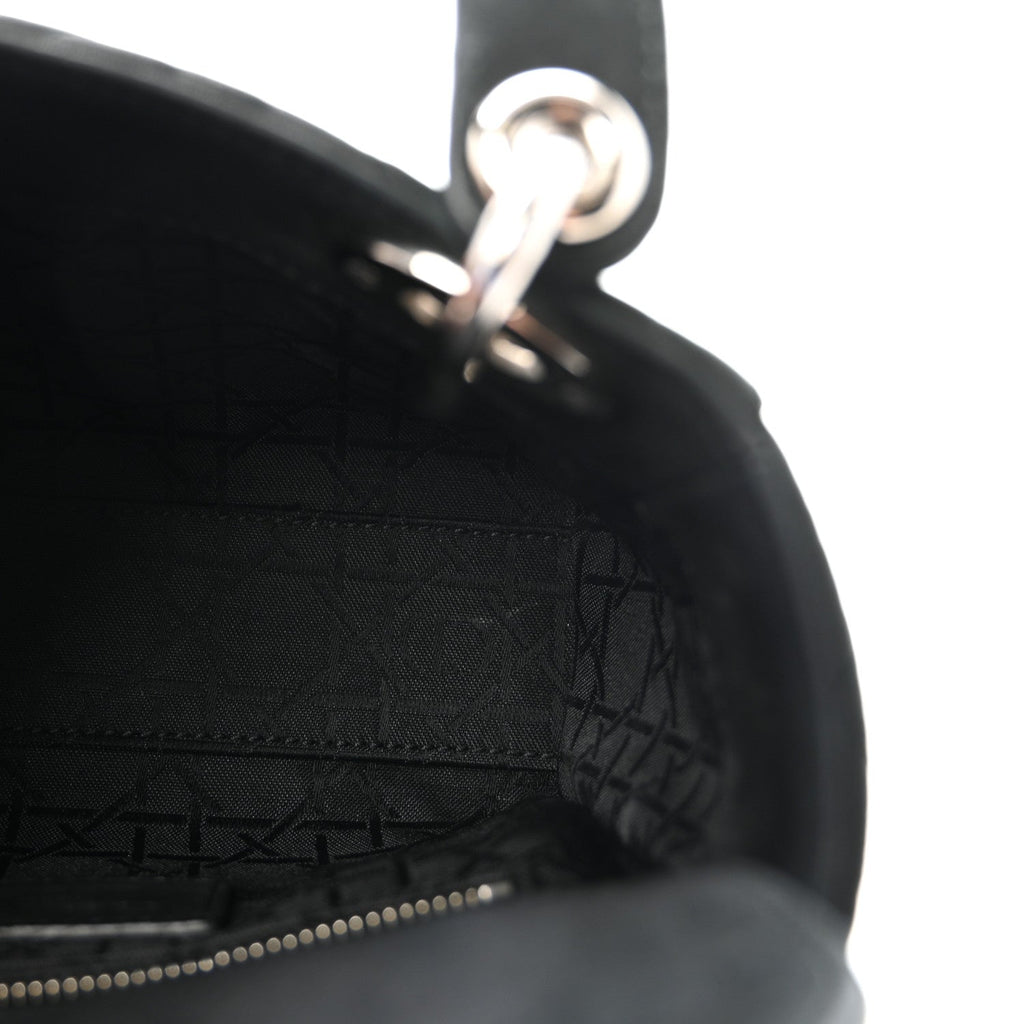 Metallic Calfskin Cannage Mini Lady Dior Black