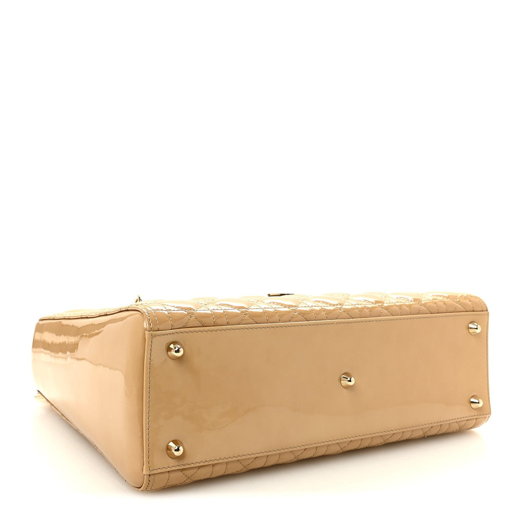 Patent Cannage Large Lady Dior Dark Beige