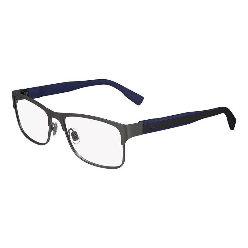 Lacoste Eyeglasses Rectangle Full Rim, Matte Grey Frame and Clear Demo Lens Lens L2294N033