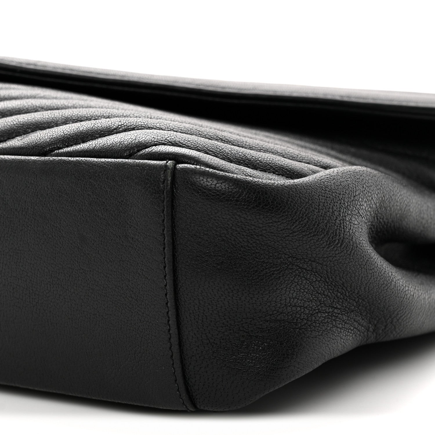 Sheepskin Matelasse Chevron Monogram Large College Satchel Black