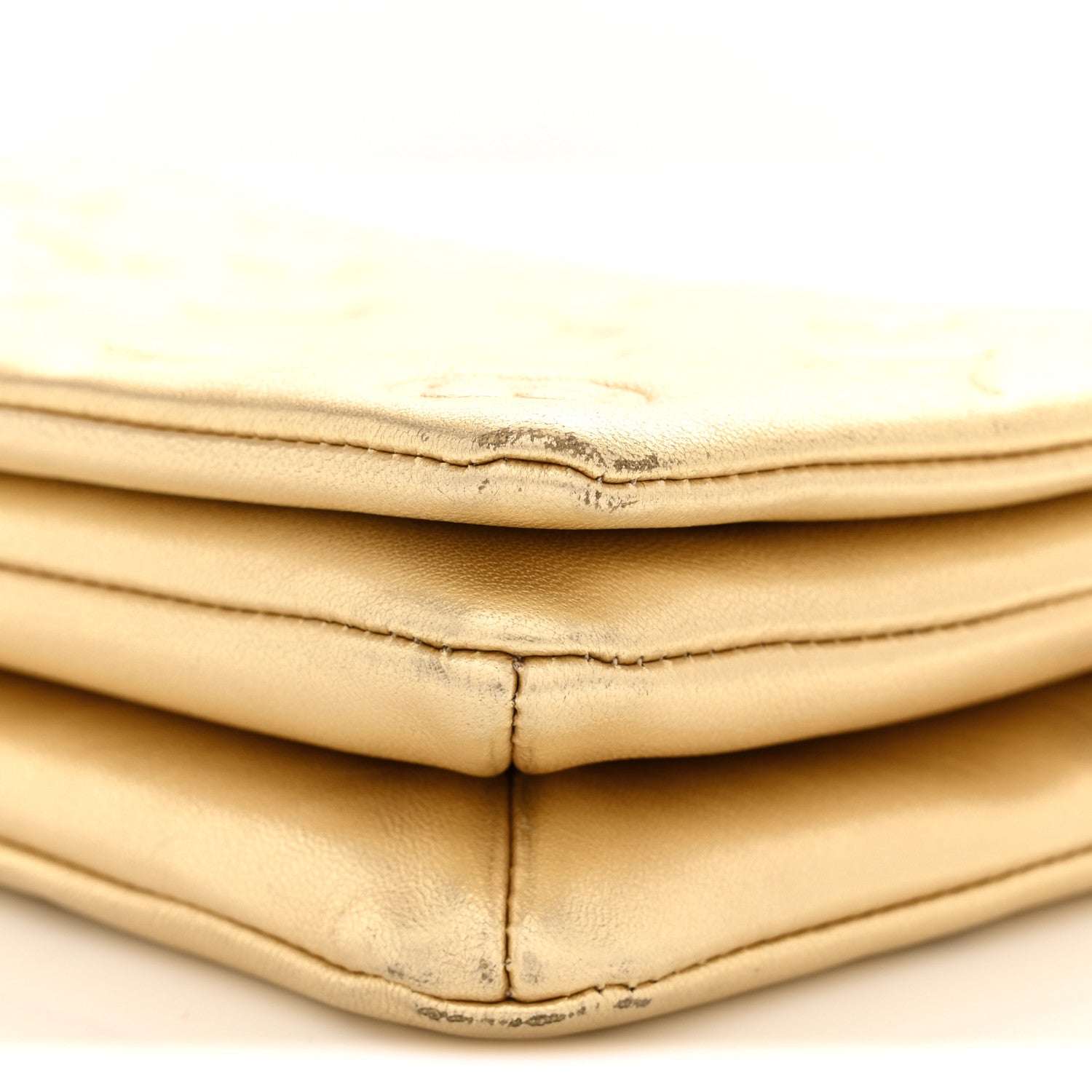 Metallic Lambskin Embossed Monogram Pochette Coussin Gold
