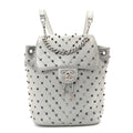 Metallic Lambskin Chevron Quilted Studded Stud Wars Backpack Silver