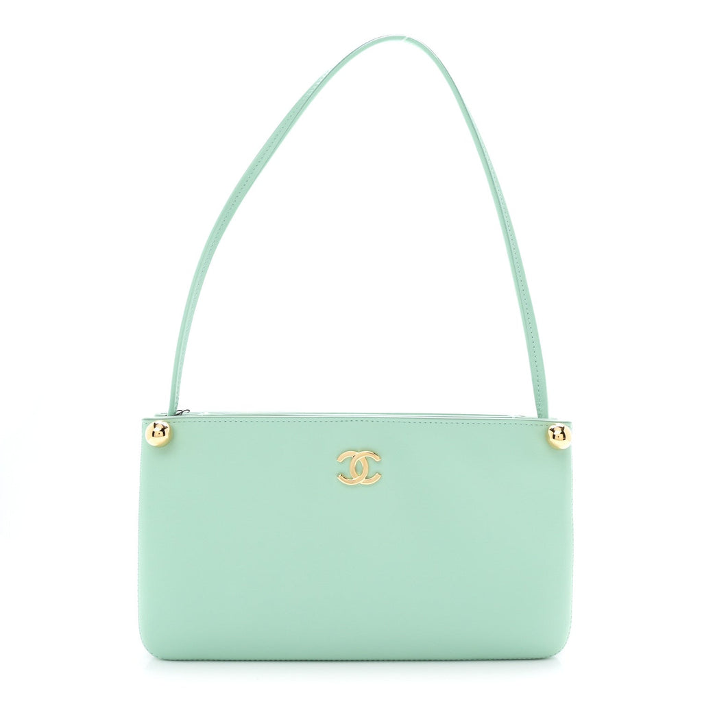 Calfskin Chick Studs Clutch Green Green