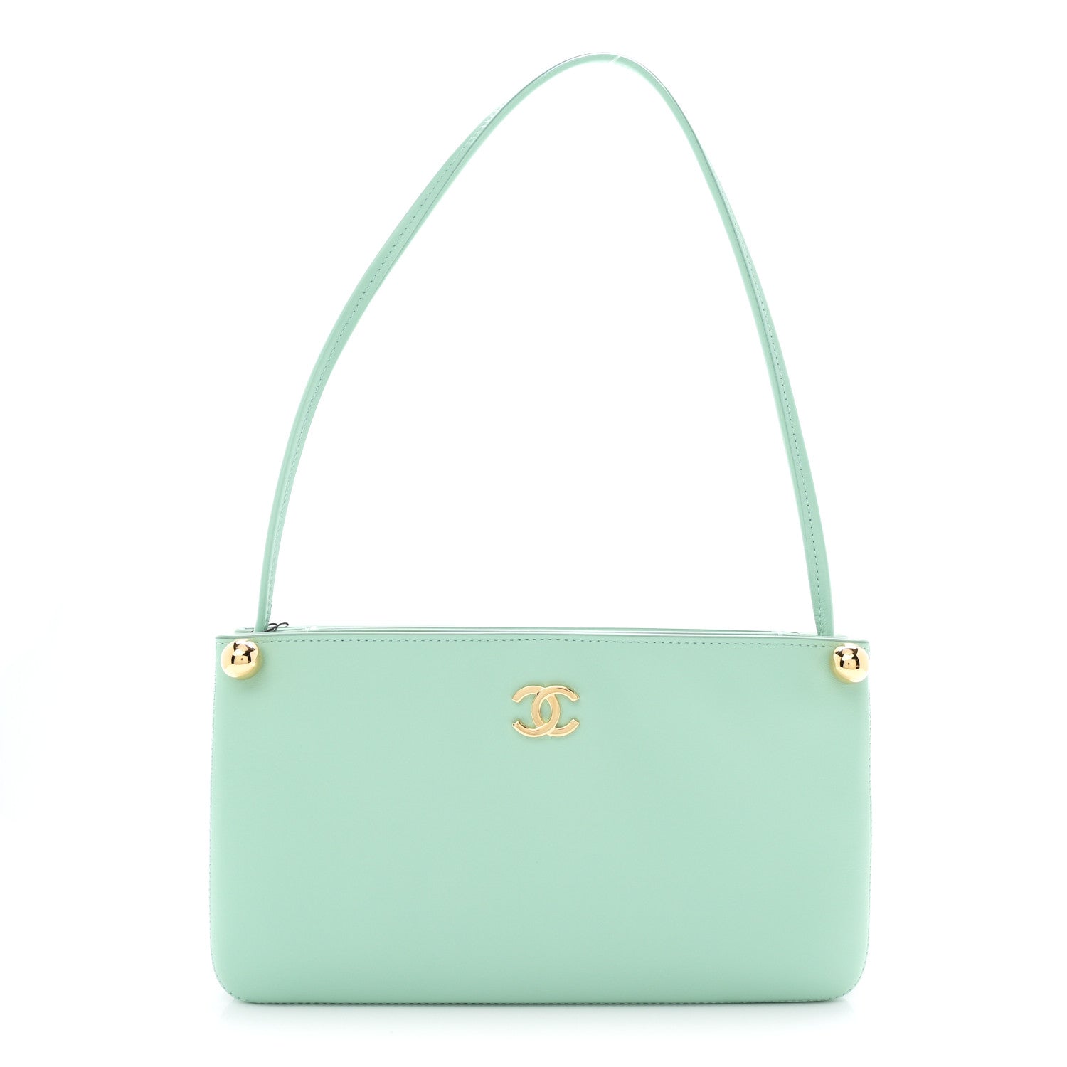 Calfskin Chick Studs Clutch Green Green