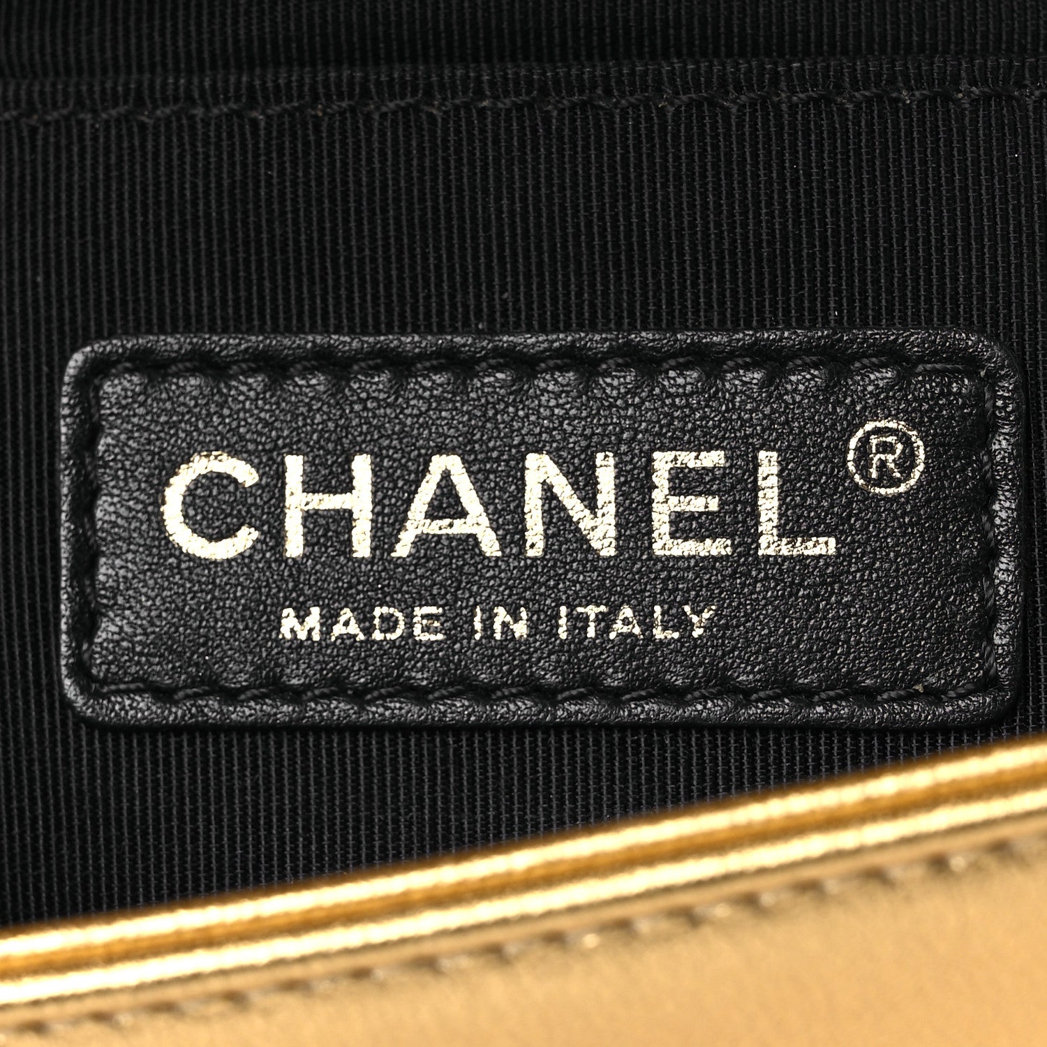 Metallic Lambskin Embossed Small Cube Boy Flap Gold