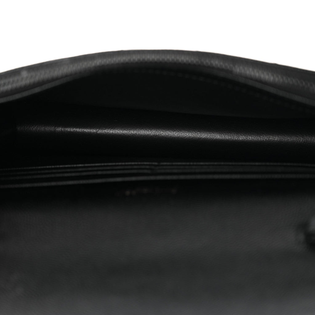 Grain De Poudre Matelasse Chevron Monogram Monochrome Envelope Chain Wallet Black