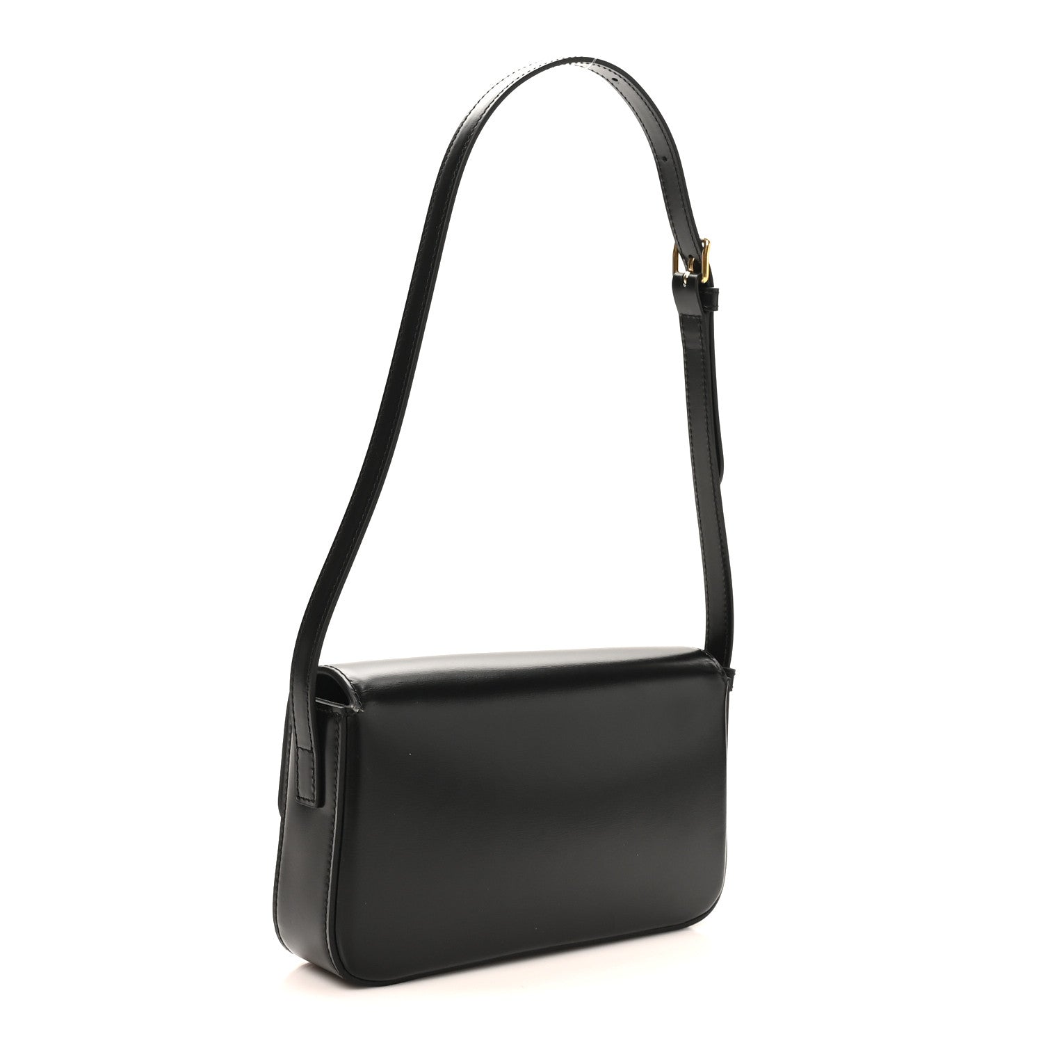 Shiny Calfskin Triomphe Shoulder Bag Black