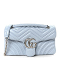 Calfskin Matelasse Medium GG Marmont Shoulder Bag Porcelain Light Blue