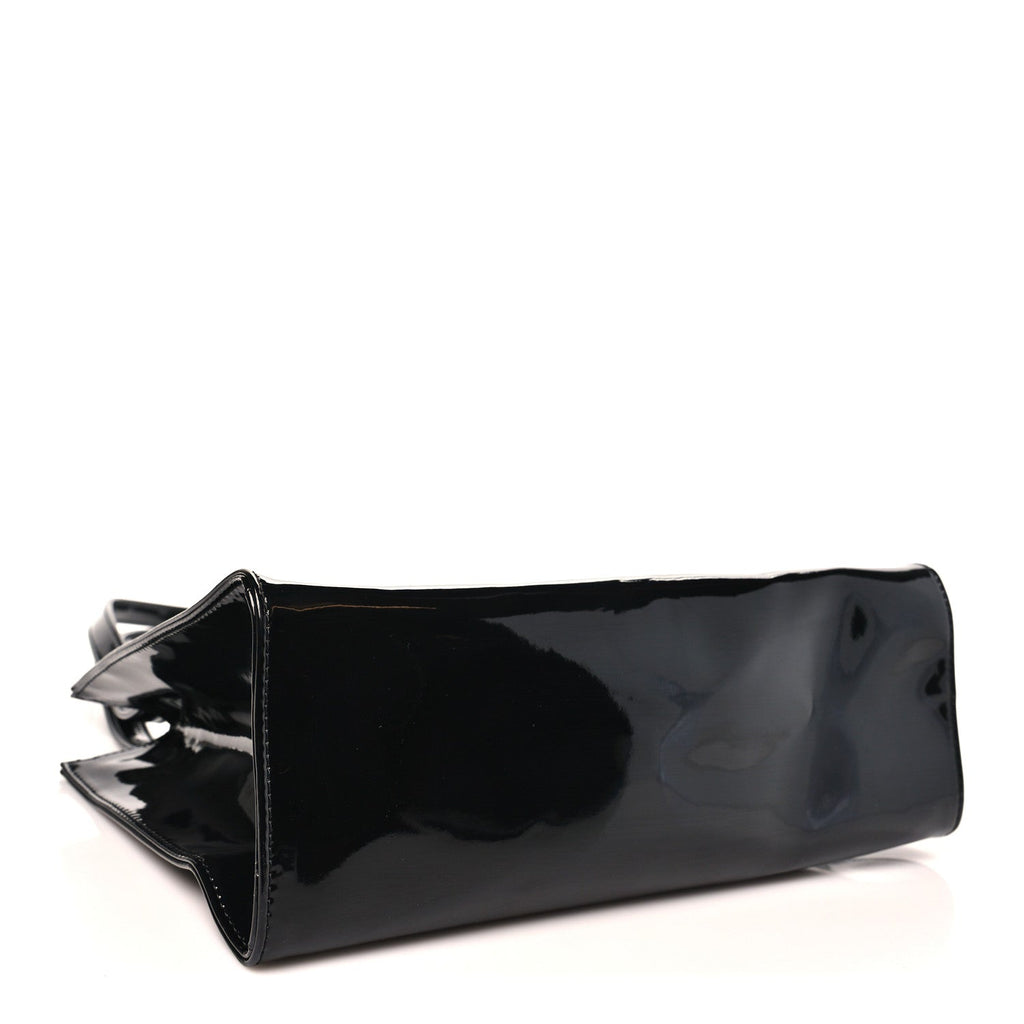 Patent Vegan Leather Shmedium Shopping Bag Black
