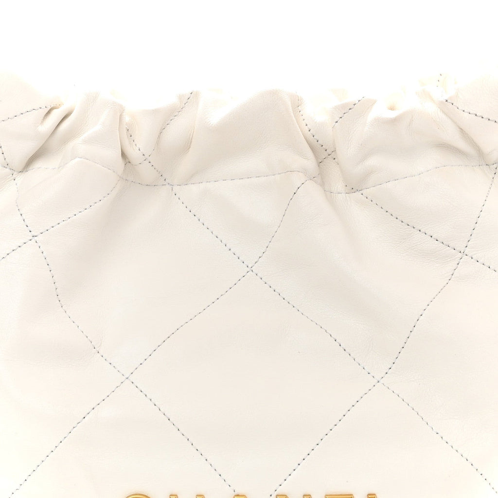 Shiny Calfskin Quilted Small Chanel 22 White