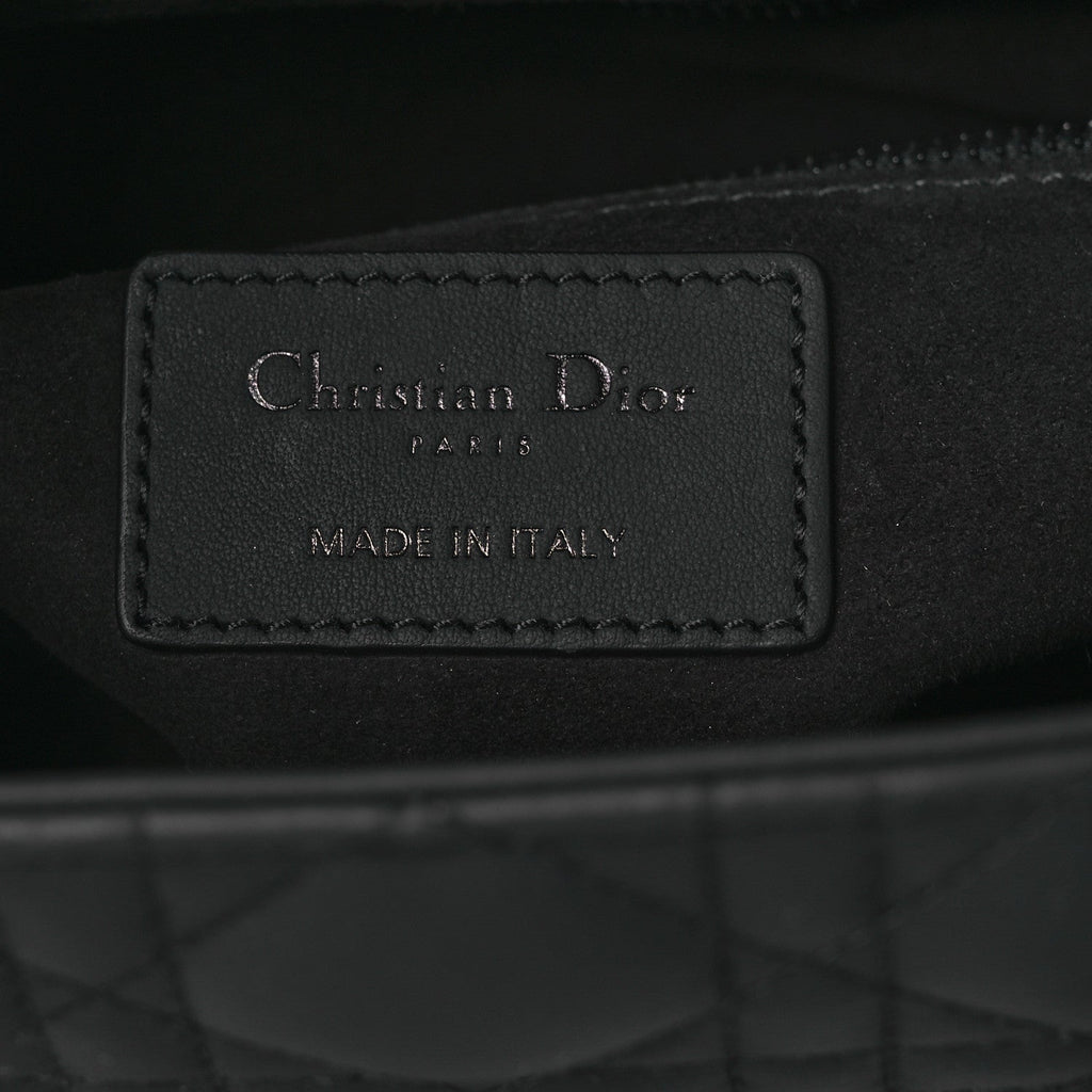 Ultra Matte Calfskin Cannage Medium Lady Dior Black