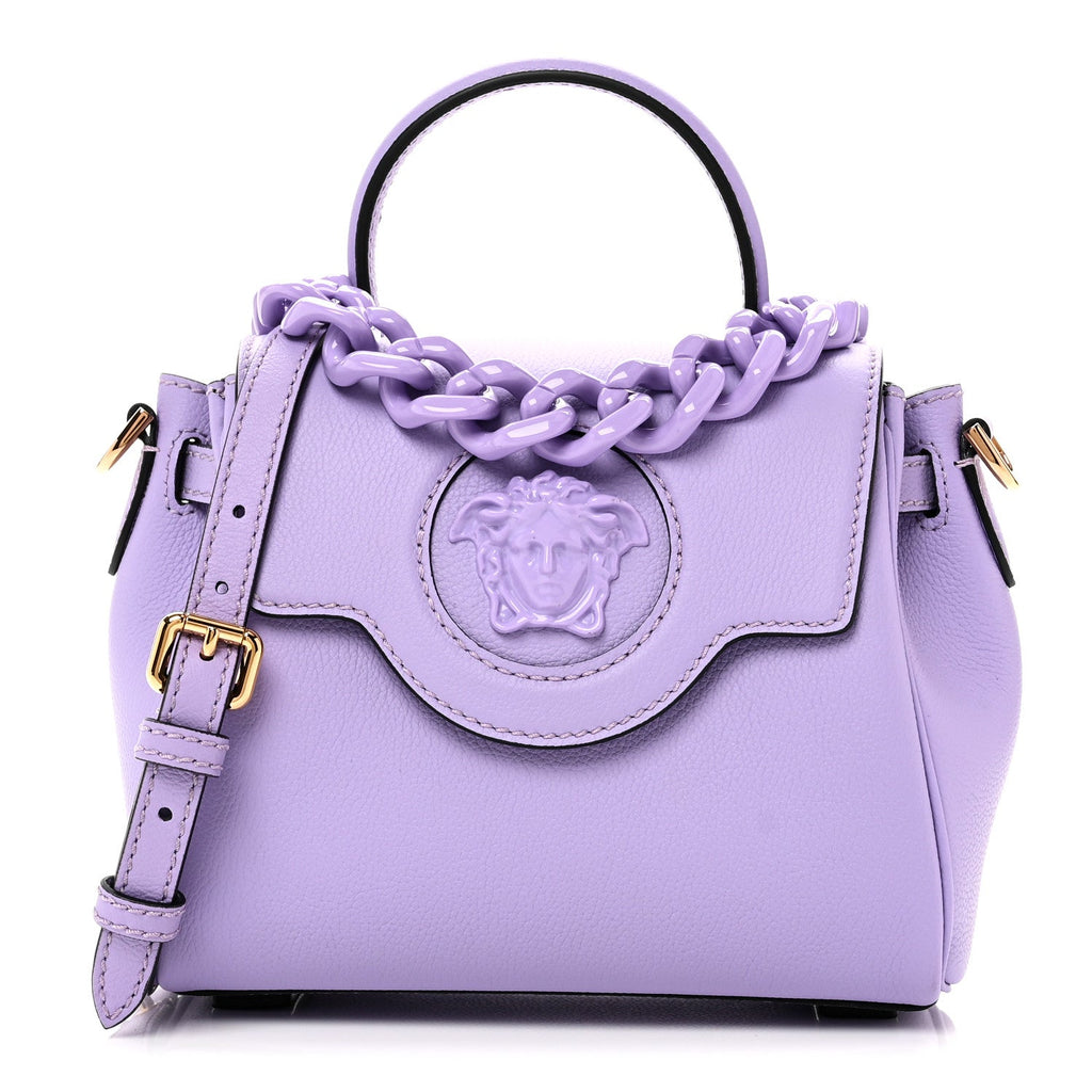 Grained Calfskin Small La Medusa Top Handle Bag Lilac
