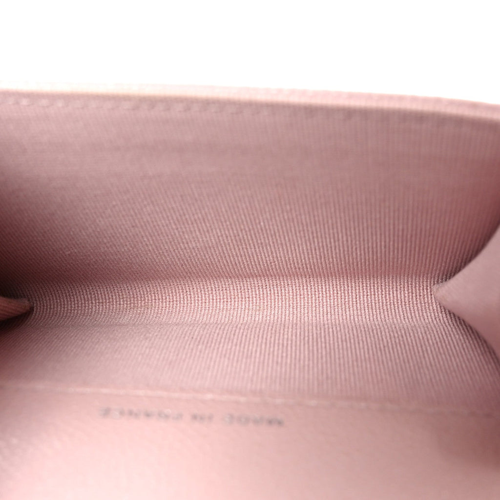Caviar Quilted Flap Card Holder Wallet Light Pink