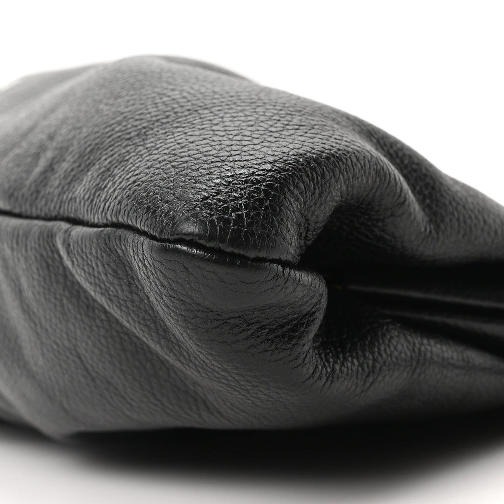 Grained Calfskin Logo XL Cloud Clutch Black