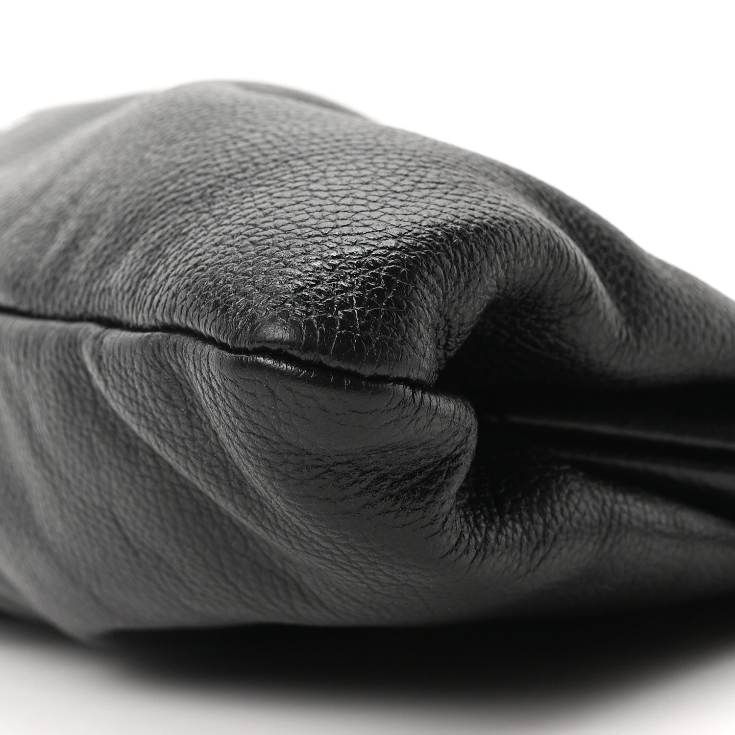 Grained Calfskin Logo XL Cloud Clutch Black