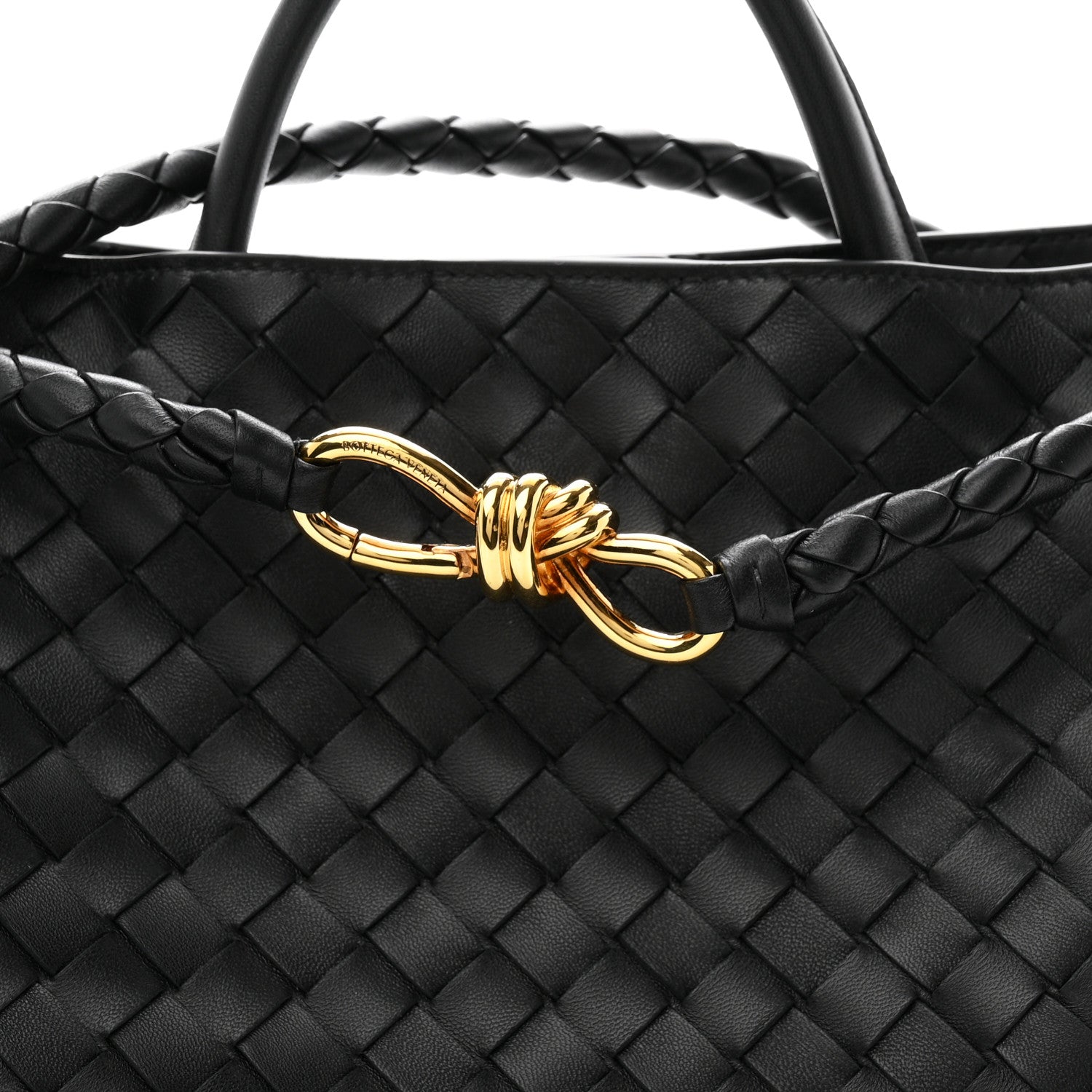 Nappa Intrecciato Medium Andiamo Shoulder Bag Black