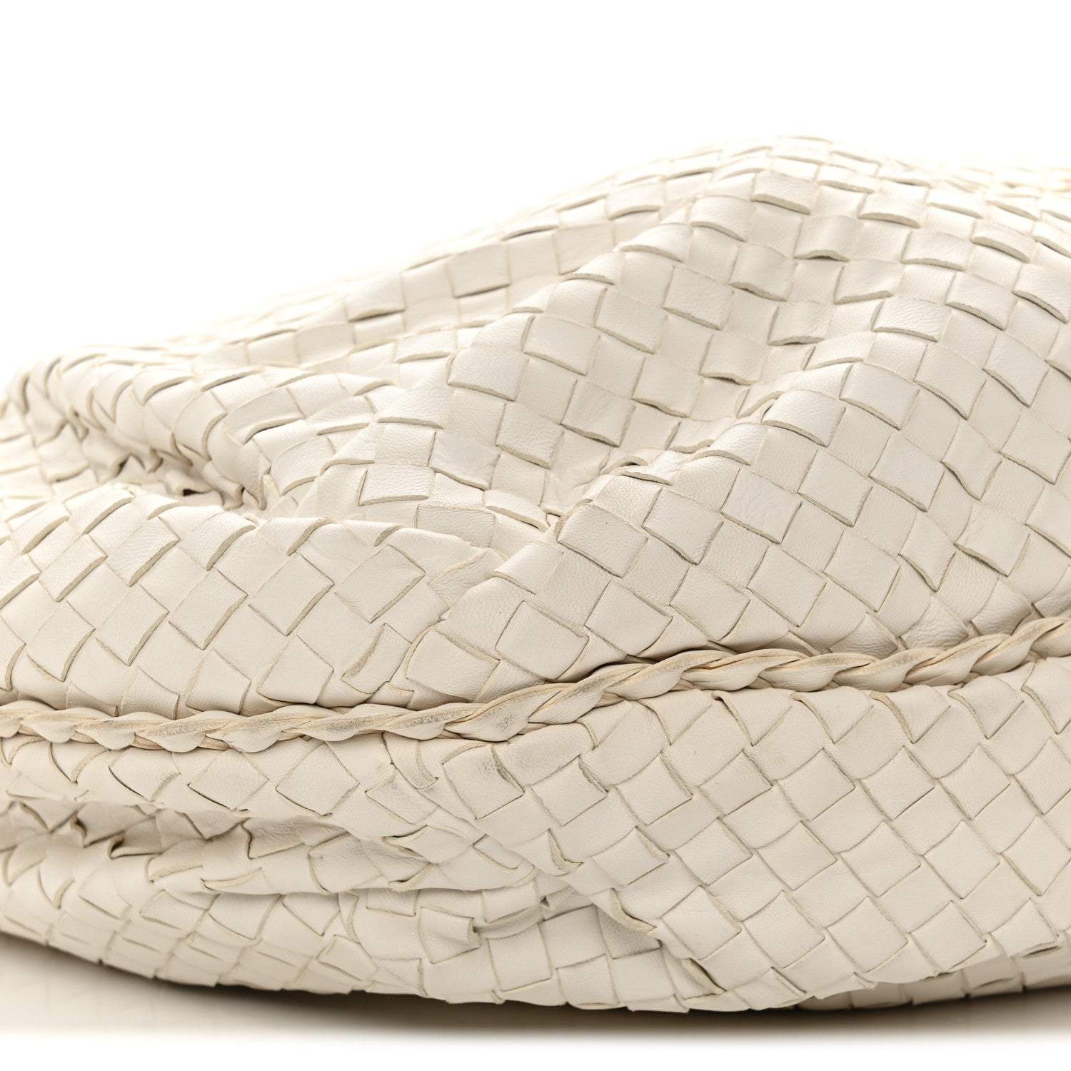 Nappa Intrecciato Large Belly Veneta Hobo White