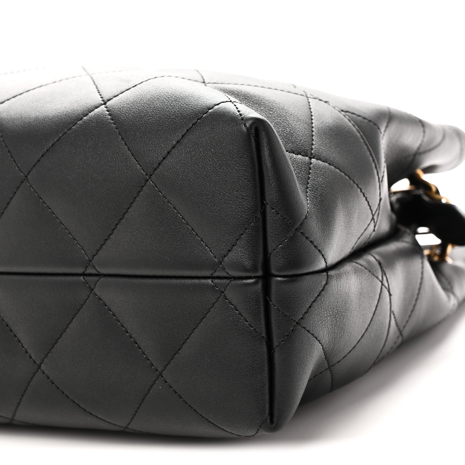Calfskin Quilted Small Coco Base Shopping Bag Black