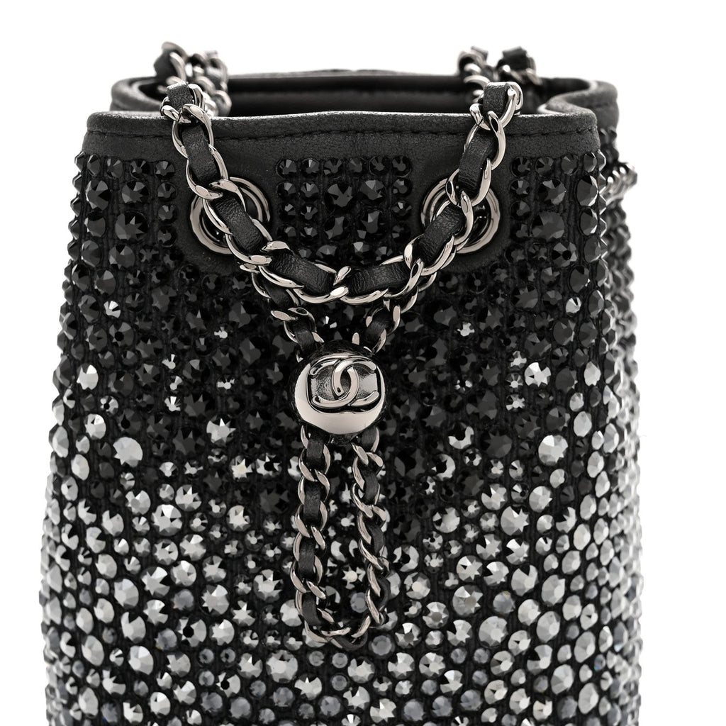 Strass Lambskin Mini Bucket Bag Black