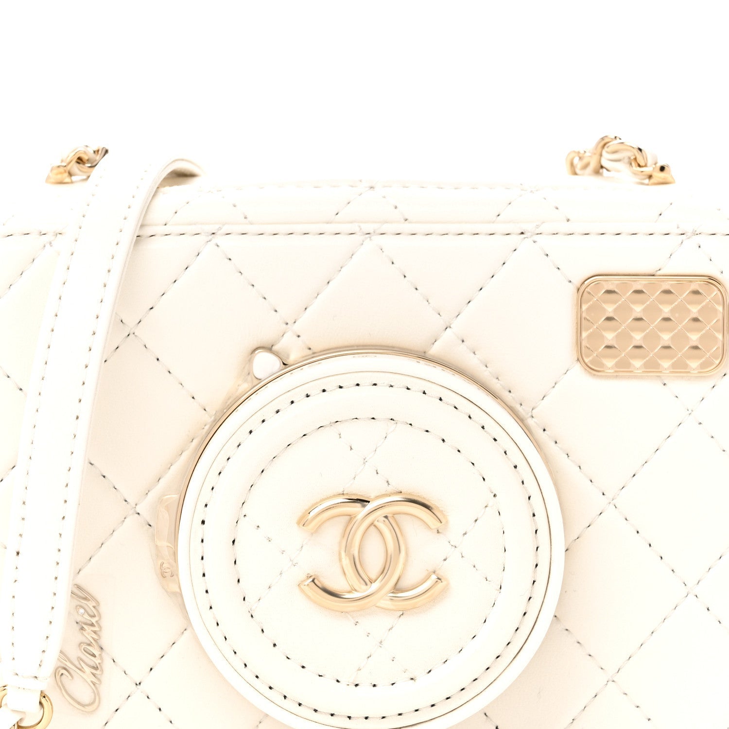 Lambskin Quilted Coco Click Bag White