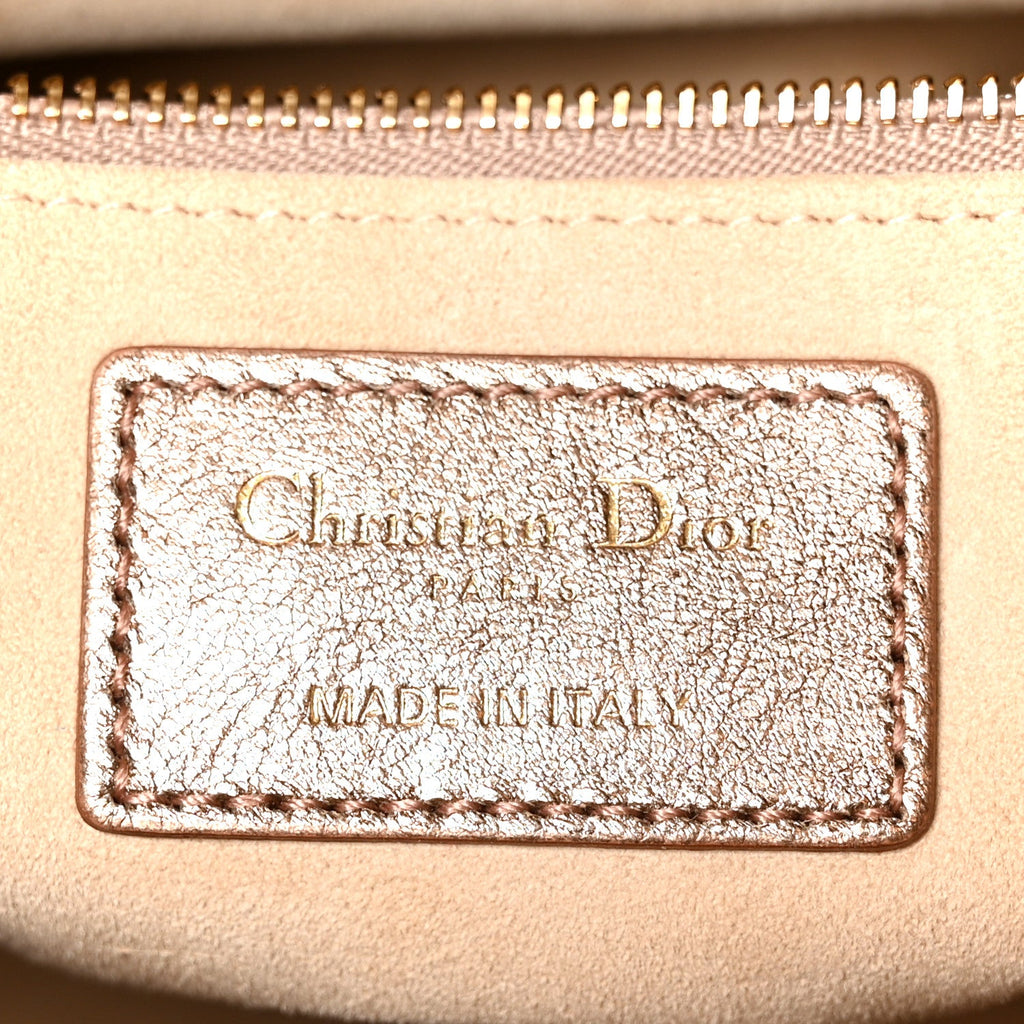 Metallic Calfskin Braided Medium Lady Dior Gold