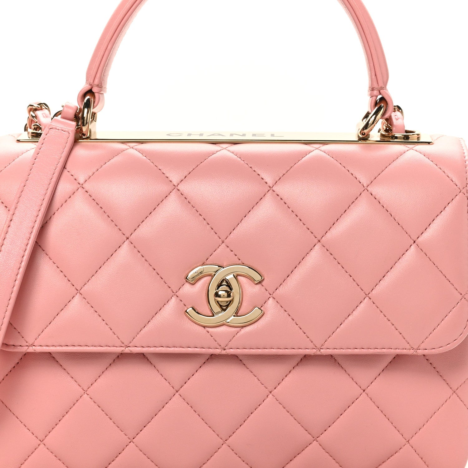 Lambskin Quilted Small Trendy CC Flap Dual Handle Bag Light Pink
