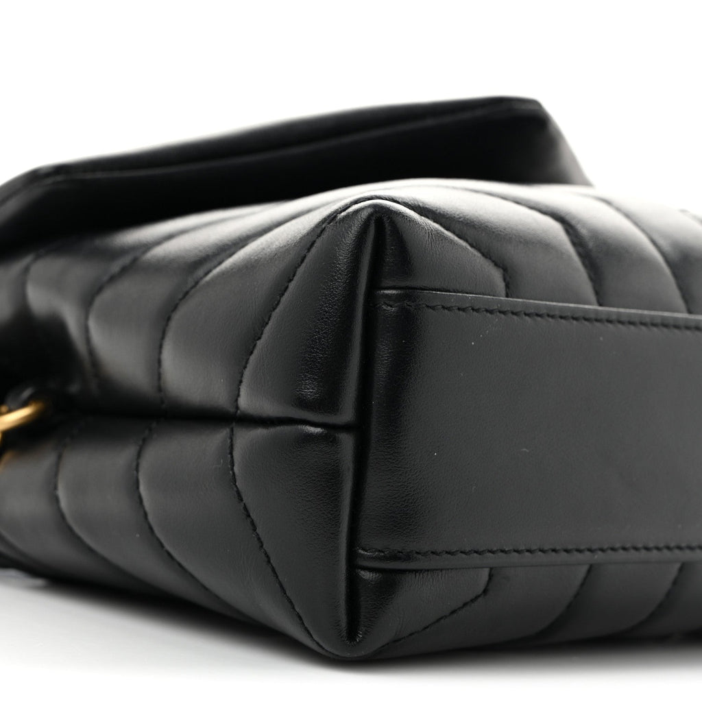 Calfskin Y Quilted Monogram Toy Loulou Crossbody Bag Black