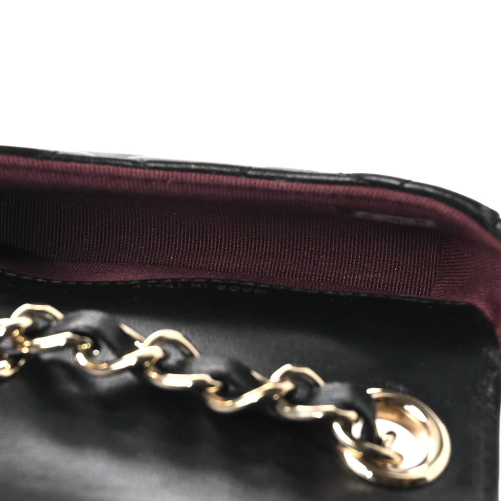 Lambskin Quilted Mini Chain Belt Bag Black