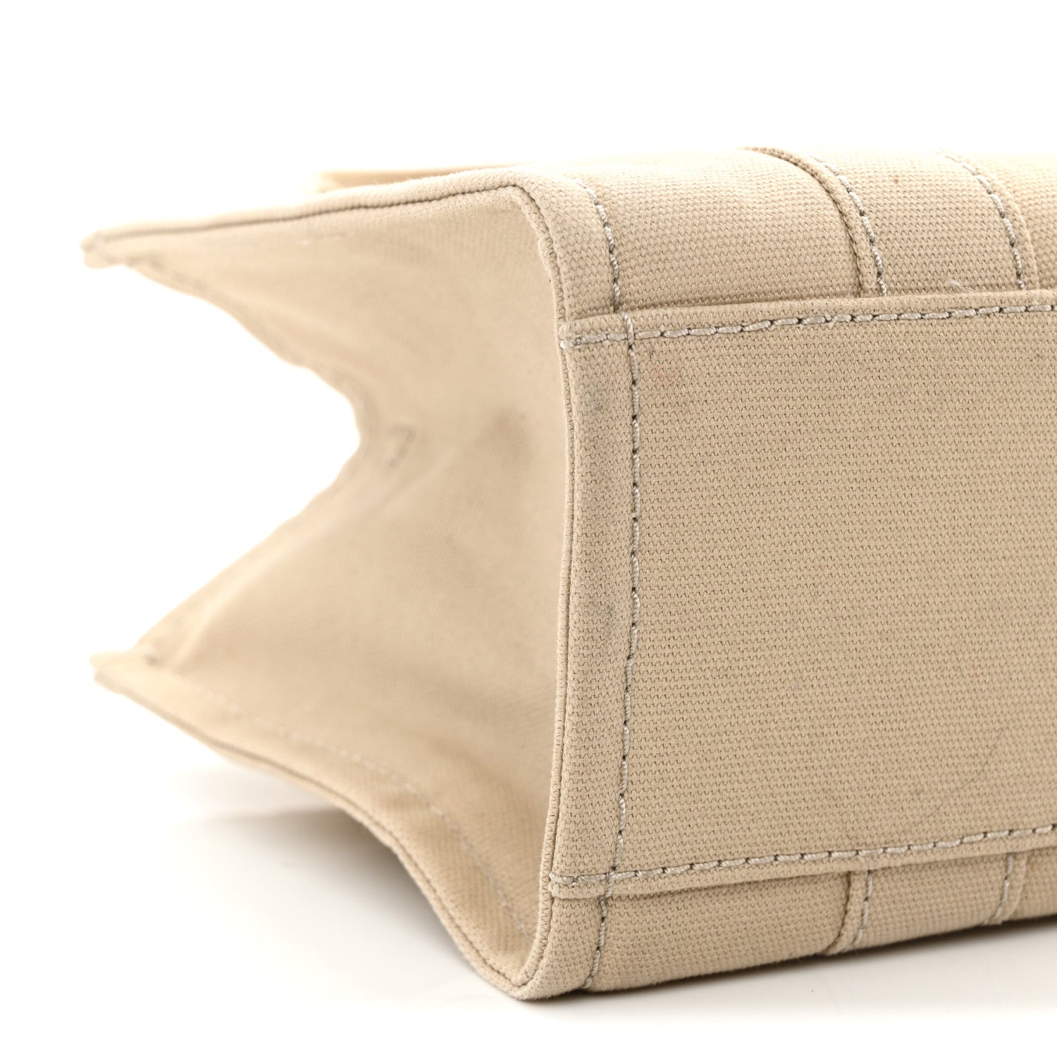 Cotton Canvas Colorblock Small The Traveler Tote Bag Beige Multicolor