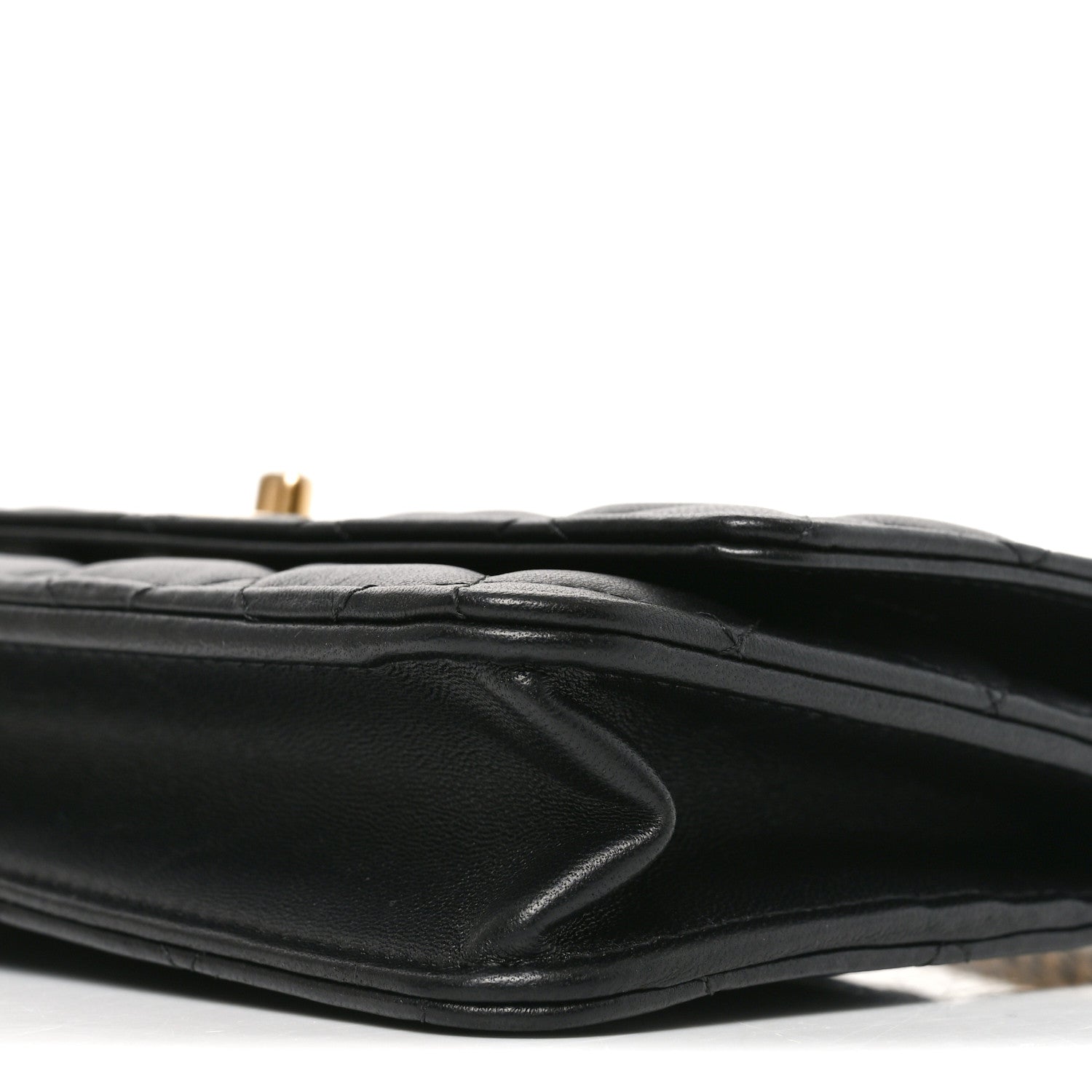 Lambskin Quilted Sweet Camellia Wallet on Chain WOC Black