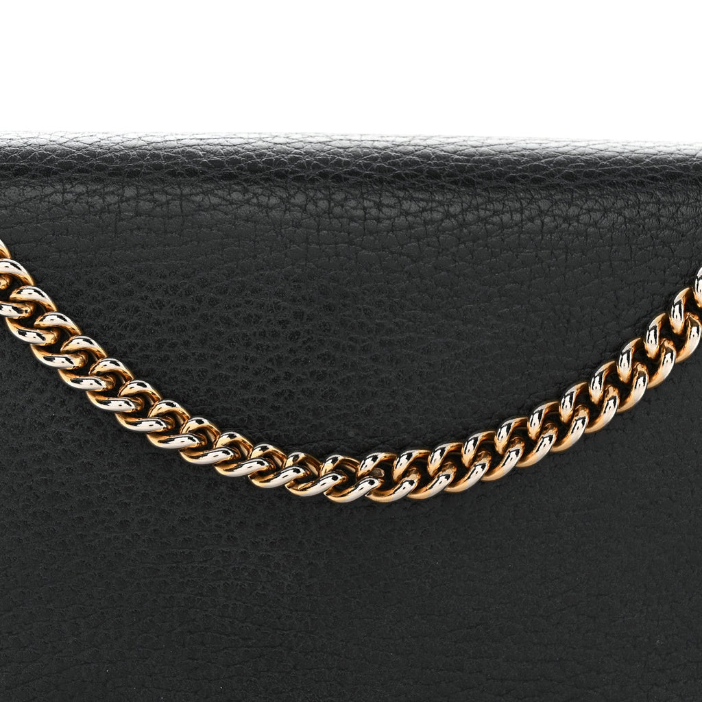 Calfskin Mini GG Marmont Chain Wallet Black