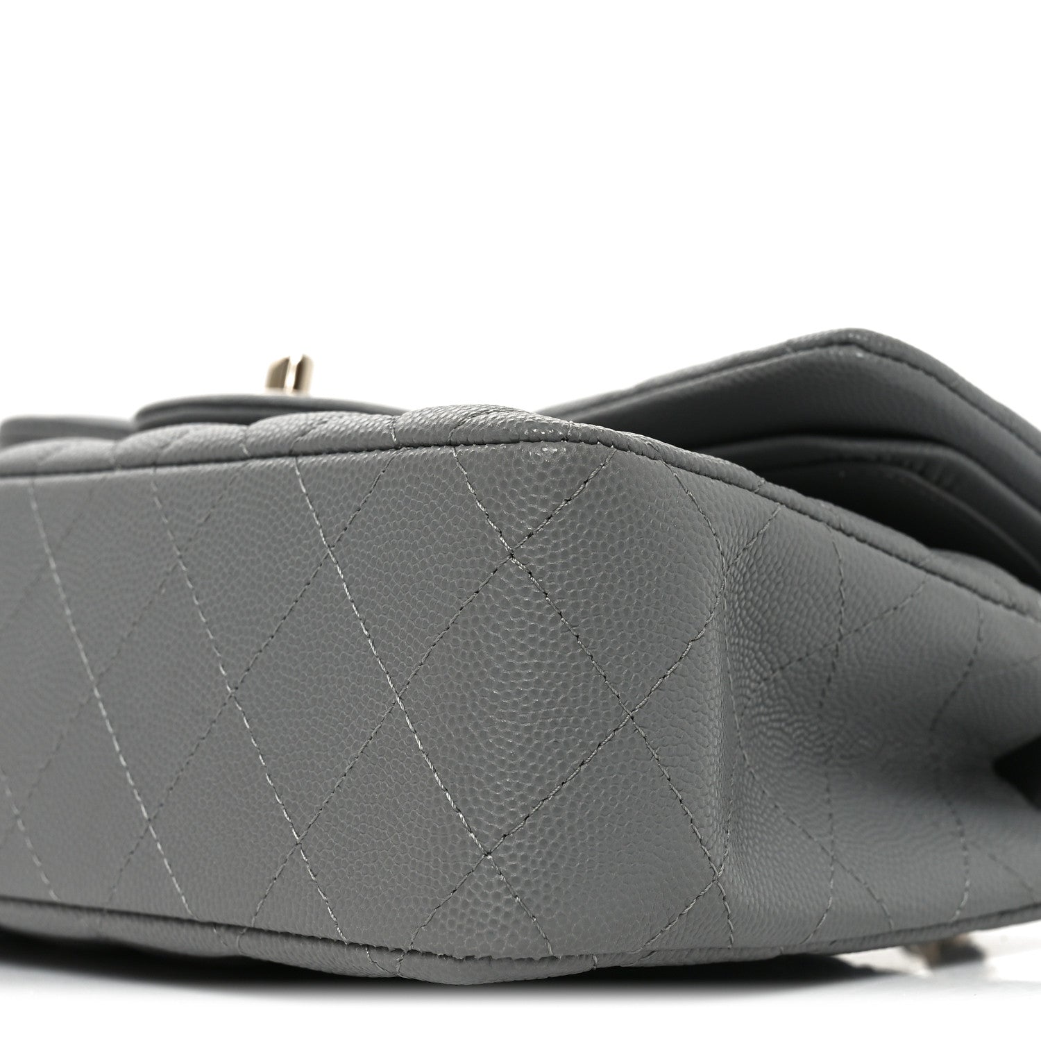 Caviar Quilted Small Double Flap Grey