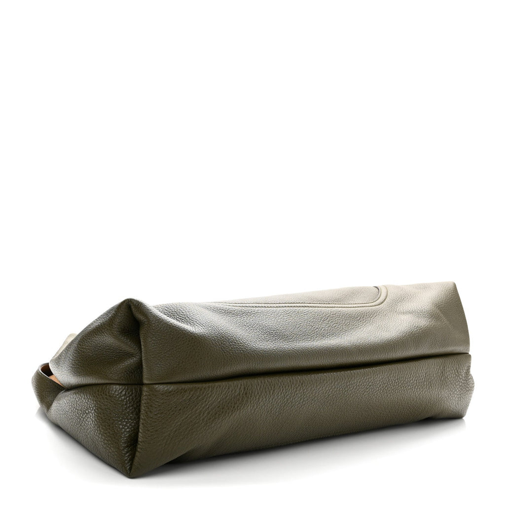 Grained Calfskin Softbit Maxi Shoulder Bag Forest Green