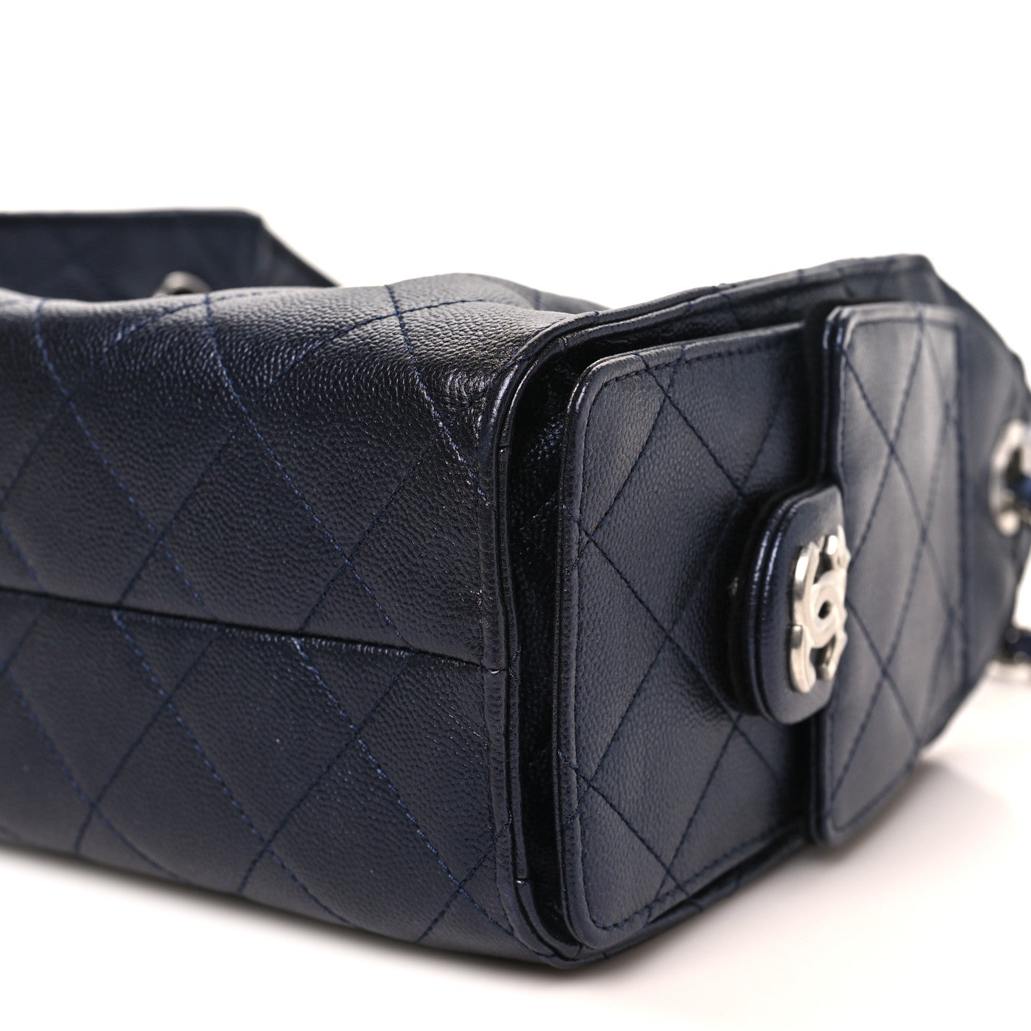 Metallic Caviar Quilted Mini Chanel 25 Handbag Dark Blue