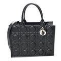 Calfskin Macro Cannage Medium Book Tote Black