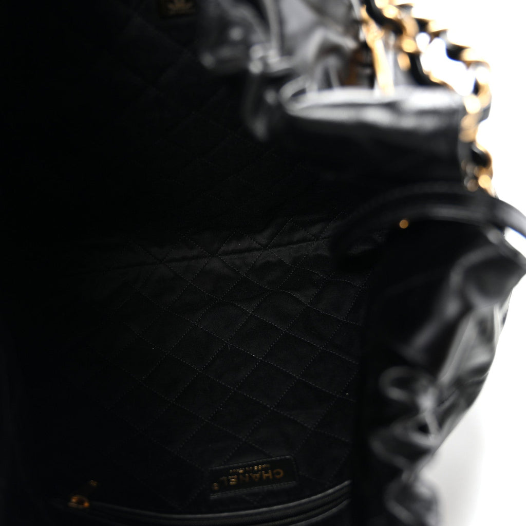 Shiny Calfskin Quilted Large Chanel 22 Black