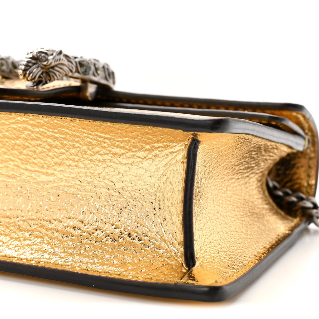 Metallic Calfskin Super Mini Dionysus Shoulder Bag Gold