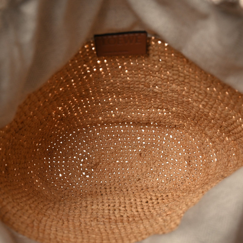 Calfskin Raffia Anagram Paulas Ibiza Pochette Bag Natural Tan