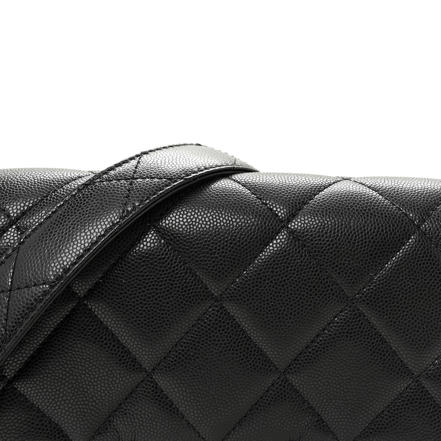 Shiny Caviar Quilted Mini Chain Messenger Flap Bag Black