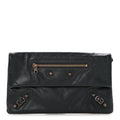 Agneau Giant 12 Rose Gold Hardware Envelope Clutch Anthracite