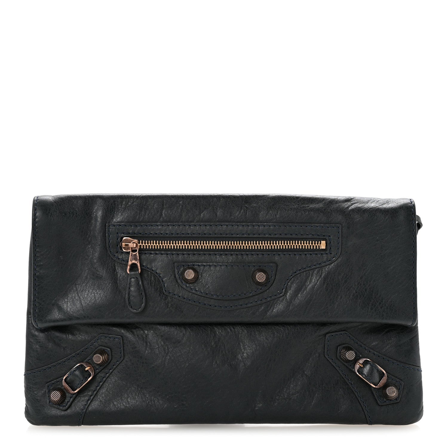 Agneau Giant 12 Rose Gold Hardware Envelope Clutch Anthracite