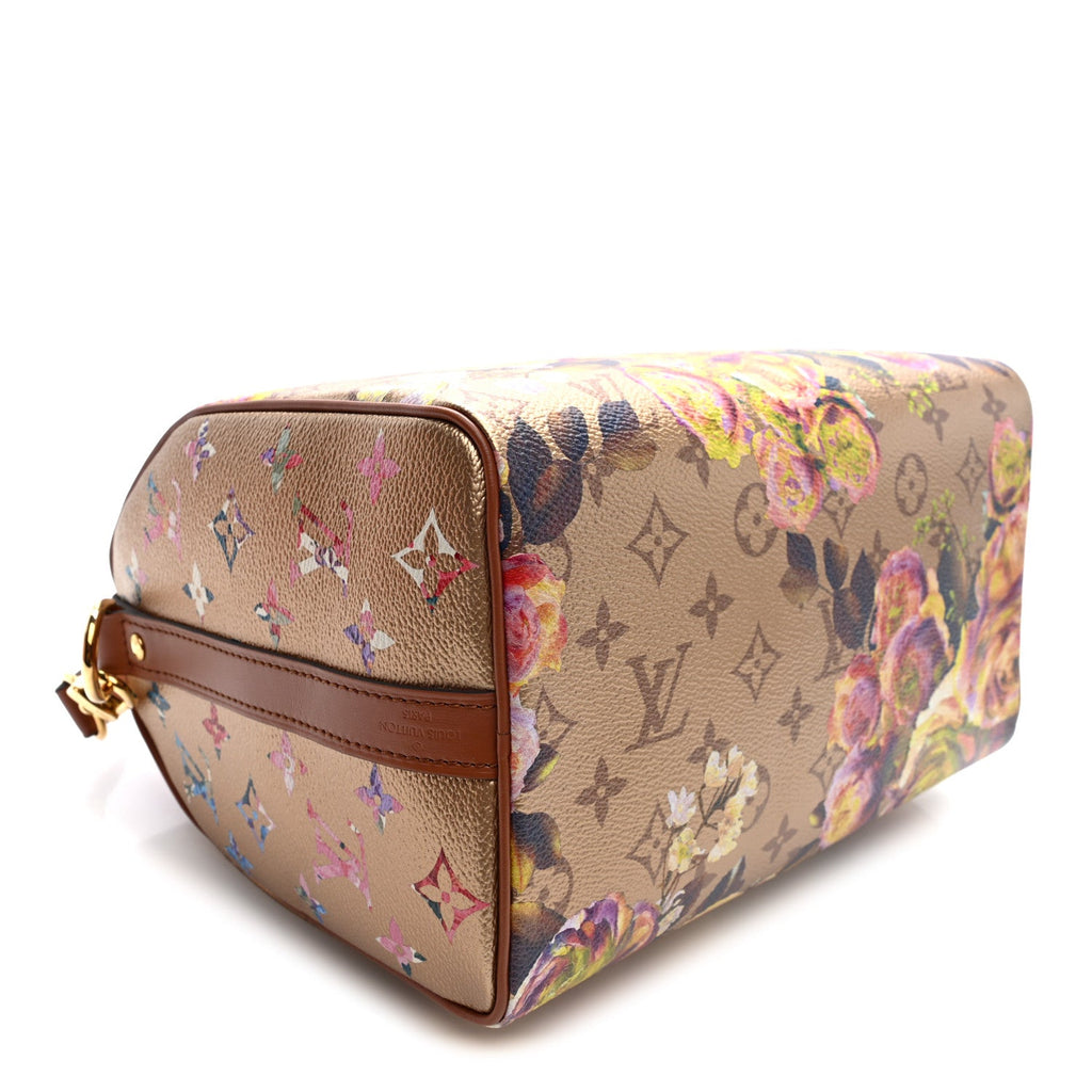 Metallic Monogram LV Garden Speedy Bandouliere 25 Gold