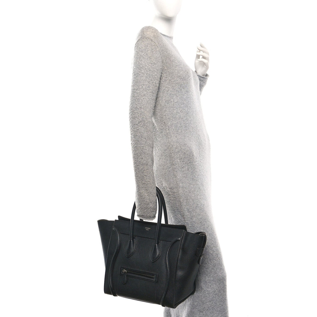 Drummed Calfskin Mini Luggage Black
