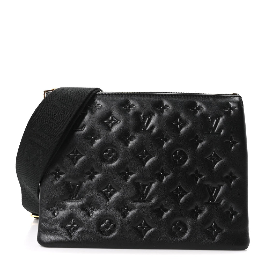 Lambskin Embossed Monogram Coussin PM Black