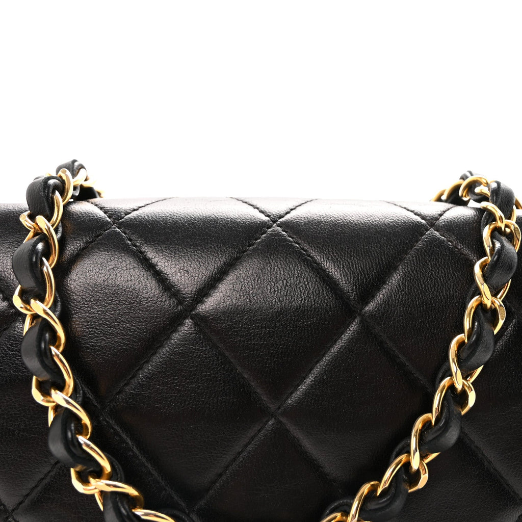 Lambskin Quilted Small Single Flap Black