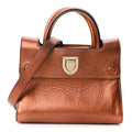 Metallic Grained Calfskin Mini Diorever Flap Orange