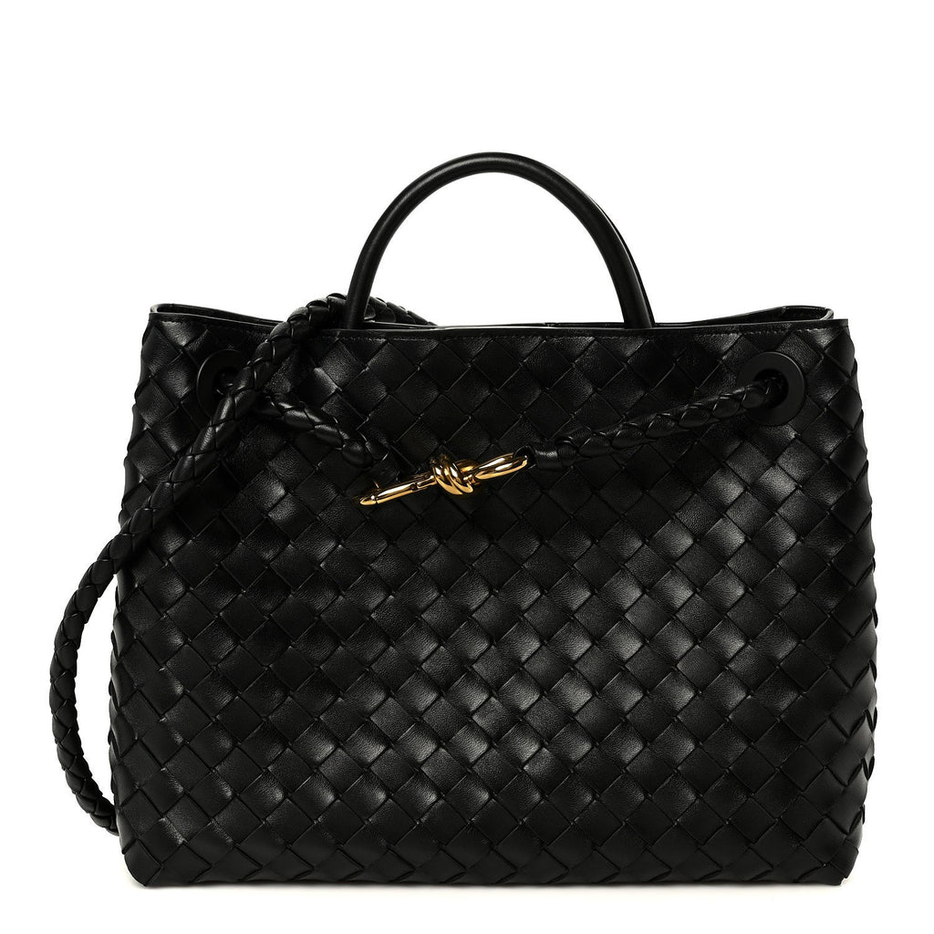 Nappa Intrecciato Medium Andiamo Shoulder Bag Black