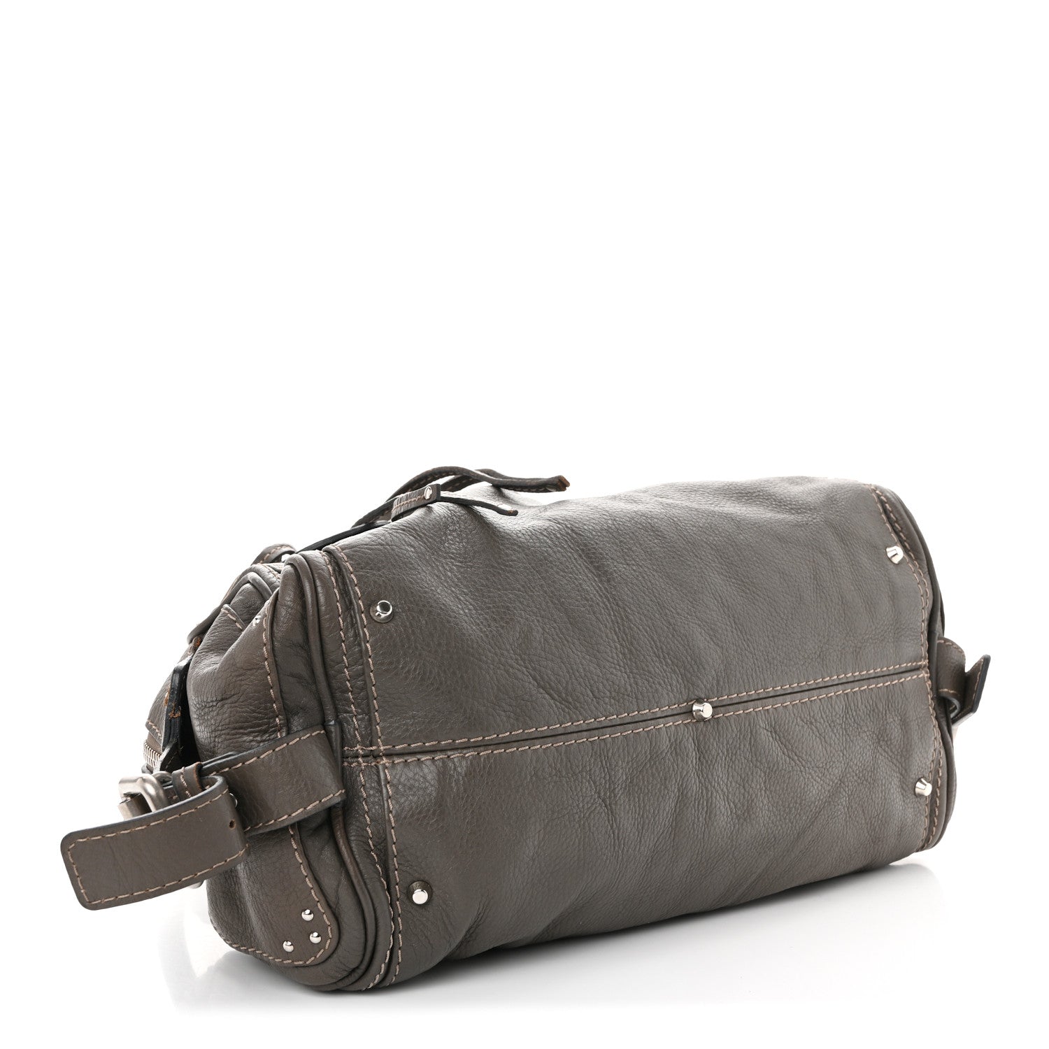 Calfskin Medium Paddington Satchel Gris Vert