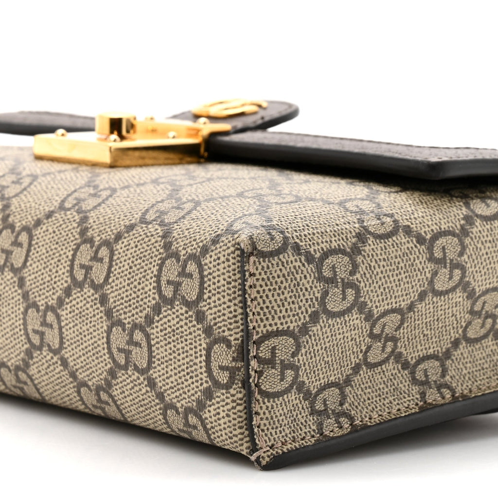 GG Supreme Monogram Calfskin Mini Ophidia Top Handle Bag Beige Ebony New Acero