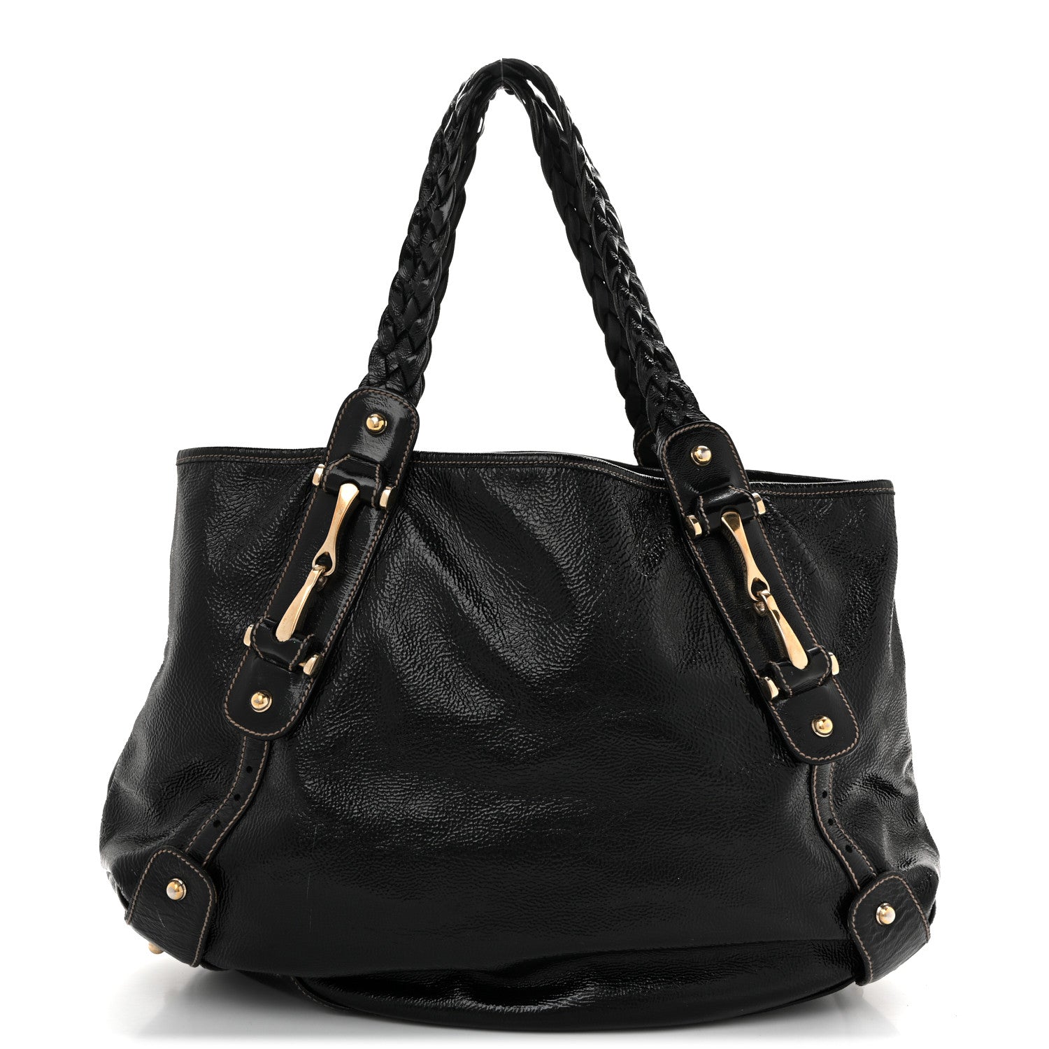 Patent Medium Pelham Shoulder Bag Black